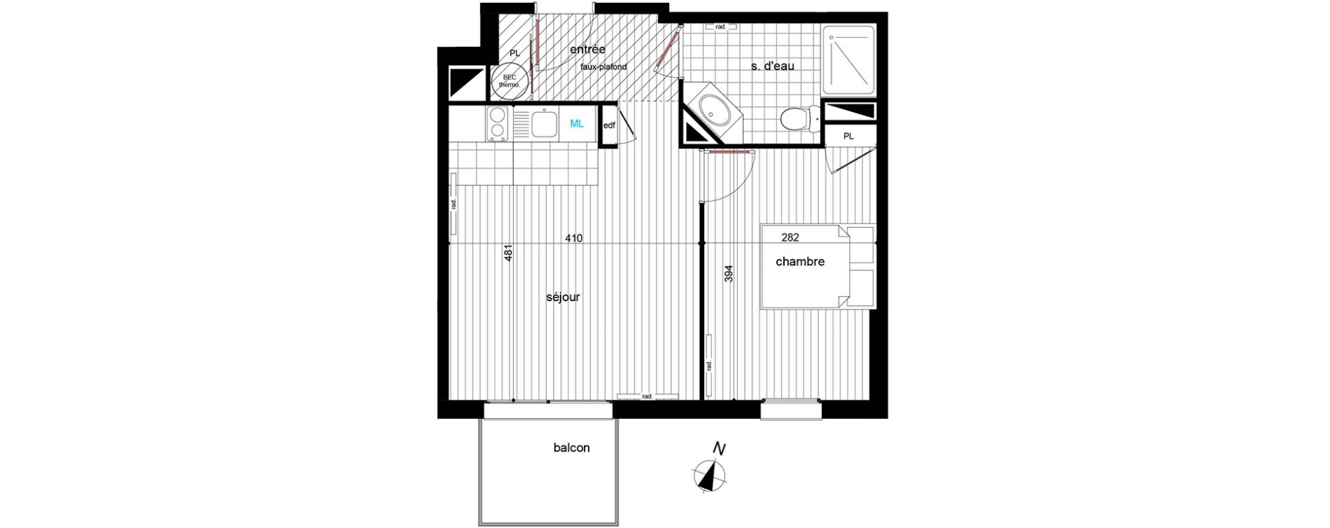Appartement T2 de 40,45 m2 &agrave; Luc&eacute; Centre
