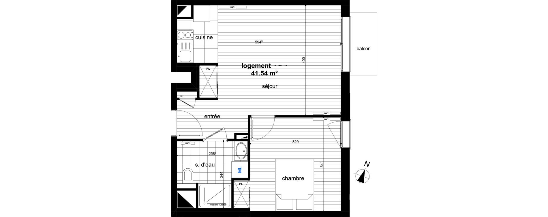 Appartement T2 de 41,20 m2 &agrave; Luc&eacute; Centre