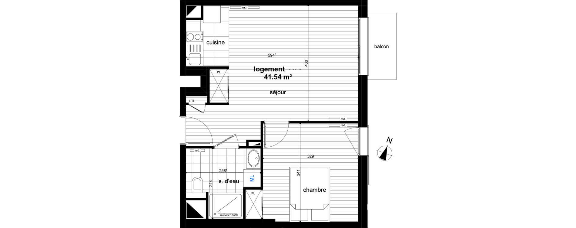 Appartement T2 de 41,54 m2 &agrave; Luc&eacute; Centre