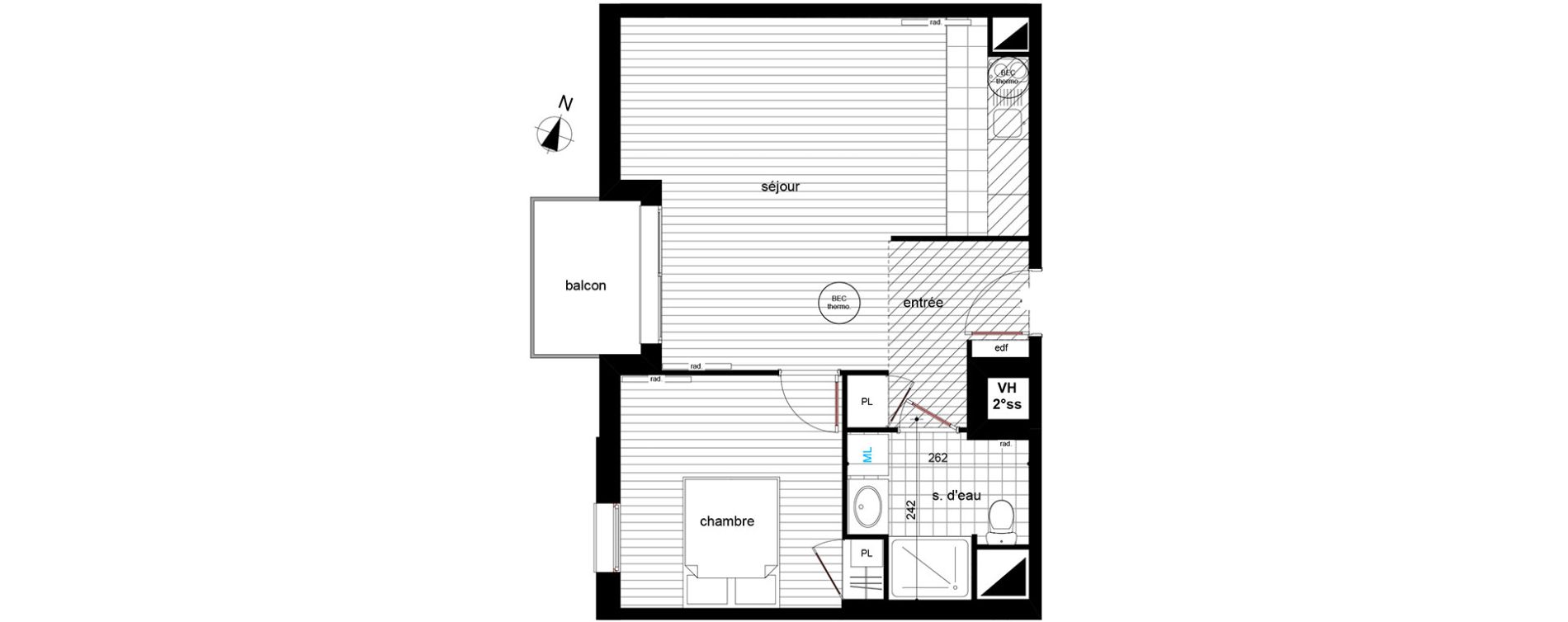 Appartement T2 de 45,60 m2 &agrave; Luc&eacute; Centre