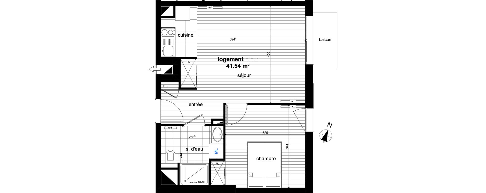 Appartement T2 de 41,54 m2 &agrave; Luc&eacute; Centre