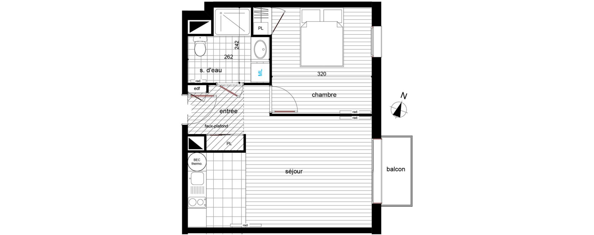 Appartement T2 de 40,00 m2 &agrave; Luc&eacute; Centre