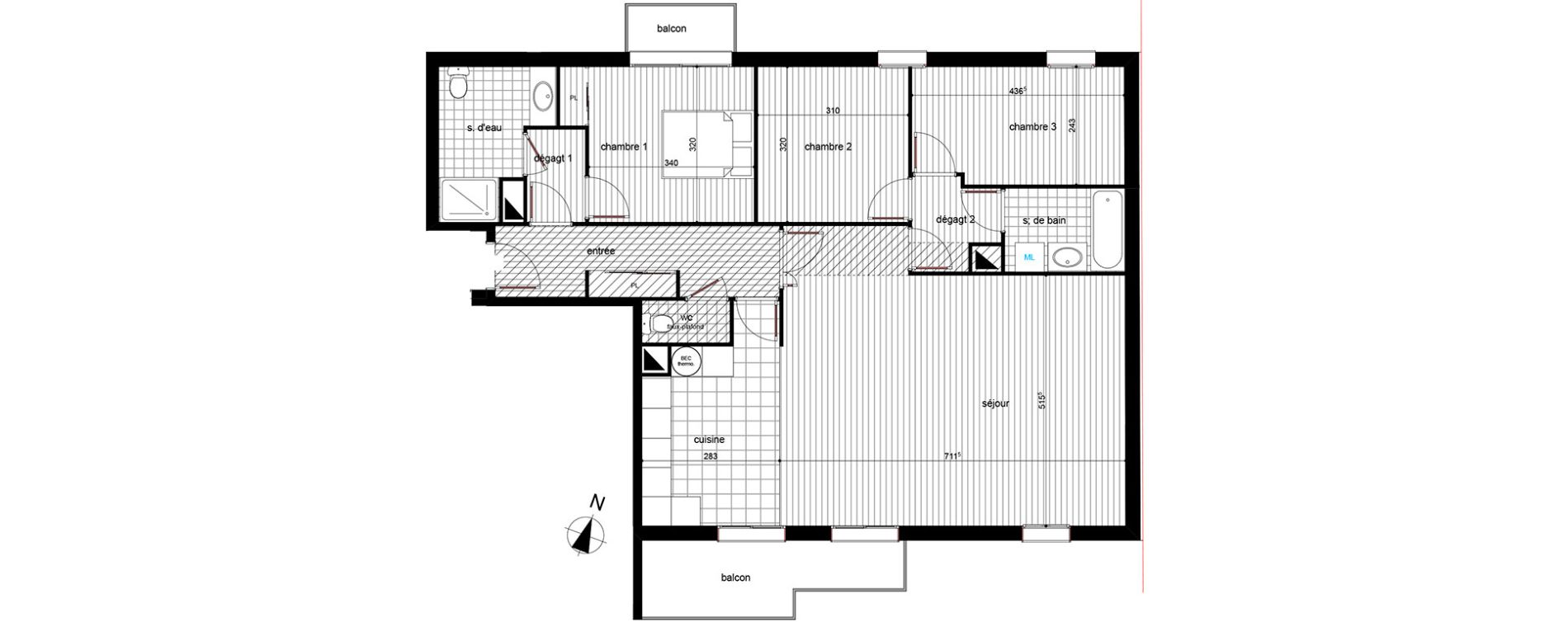 Appartement T4 de 107,50 m2 &agrave; Luc&eacute; Centre