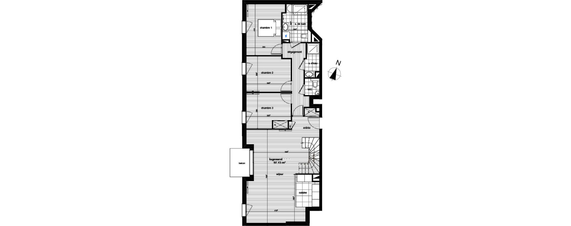 Appartement T4 de 97,15 m2 &agrave; Luc&eacute; Centre