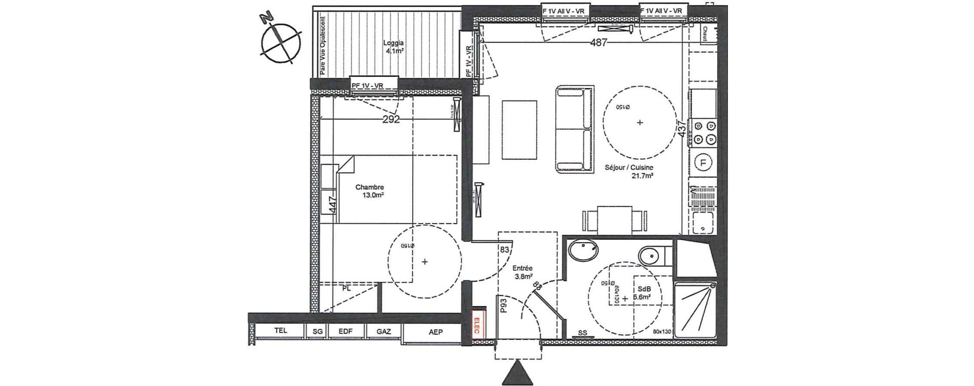 Appartement T2 de 44,10 m2 &agrave; Luisant Centre