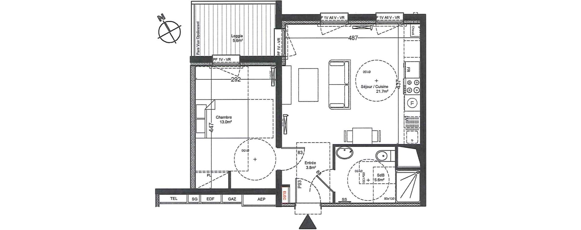 Appartement T2 de 44,10 m2 &agrave; Luisant Centre