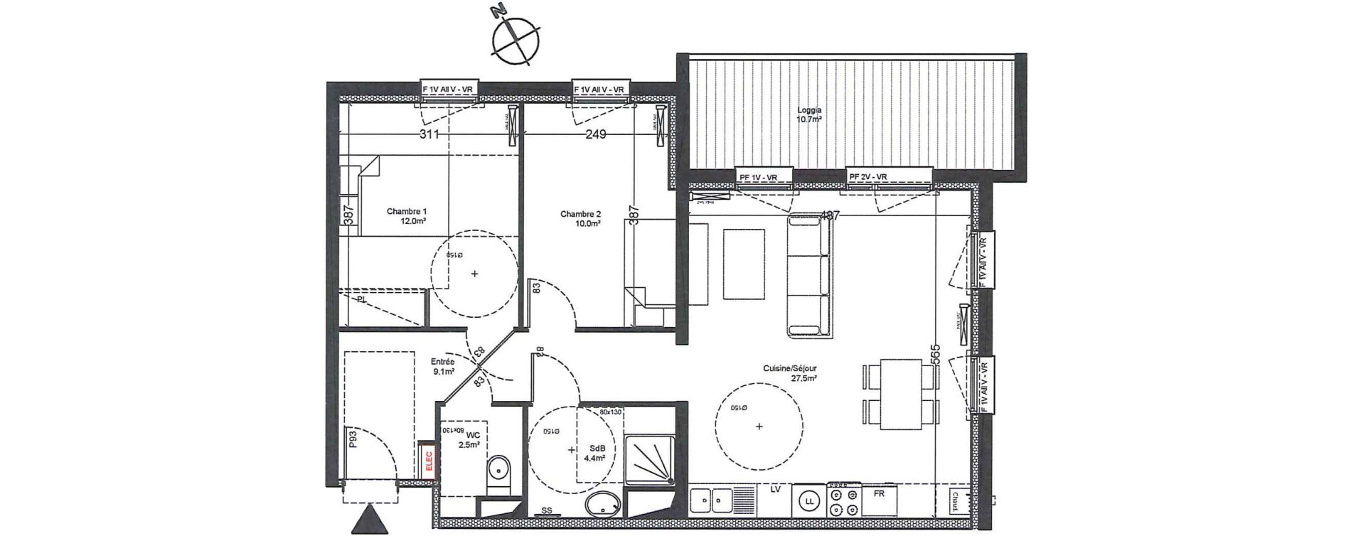 Appartement T3 de 65,50 m2 &agrave; Luisant Centre