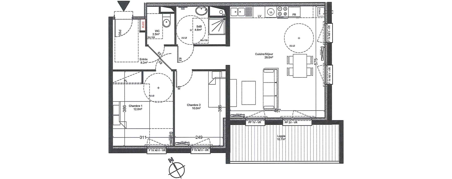 Appartement T3 de 66,30 m2 &agrave; Luisant Centre