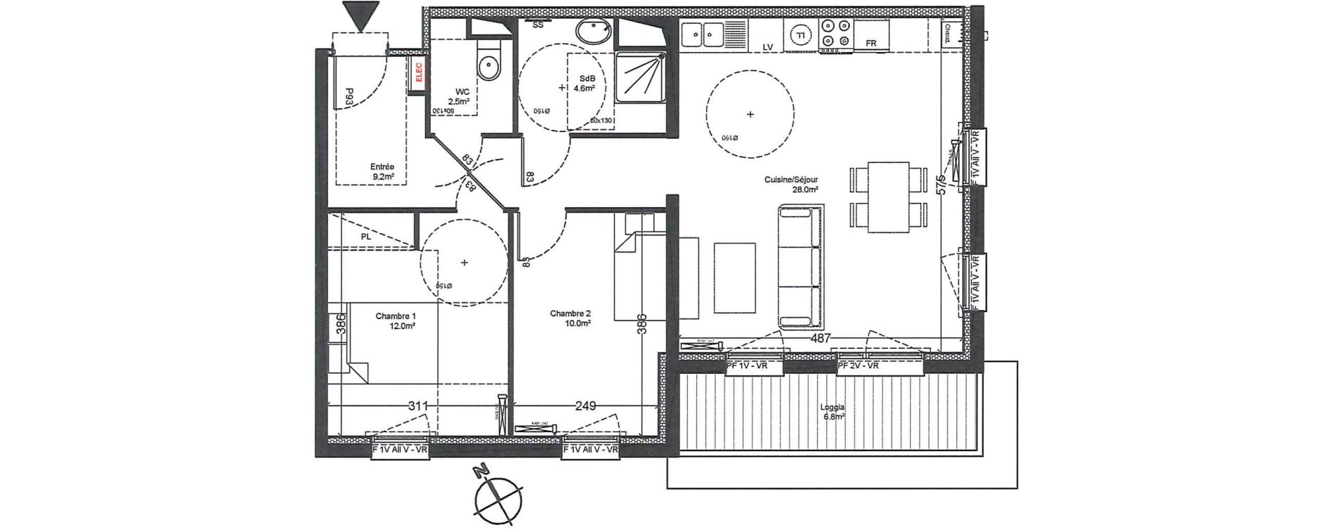 Appartement T3 de 66,30 m2 &agrave; Luisant Centre