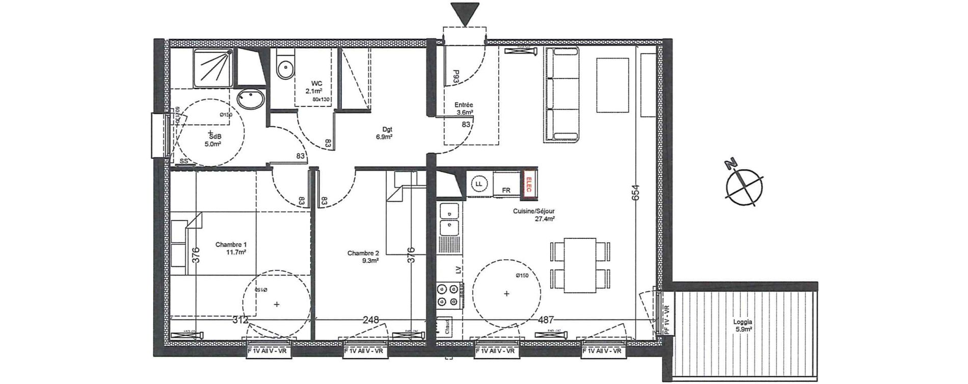 Appartement T3 de 66,00 m2 &agrave; Luisant Centre