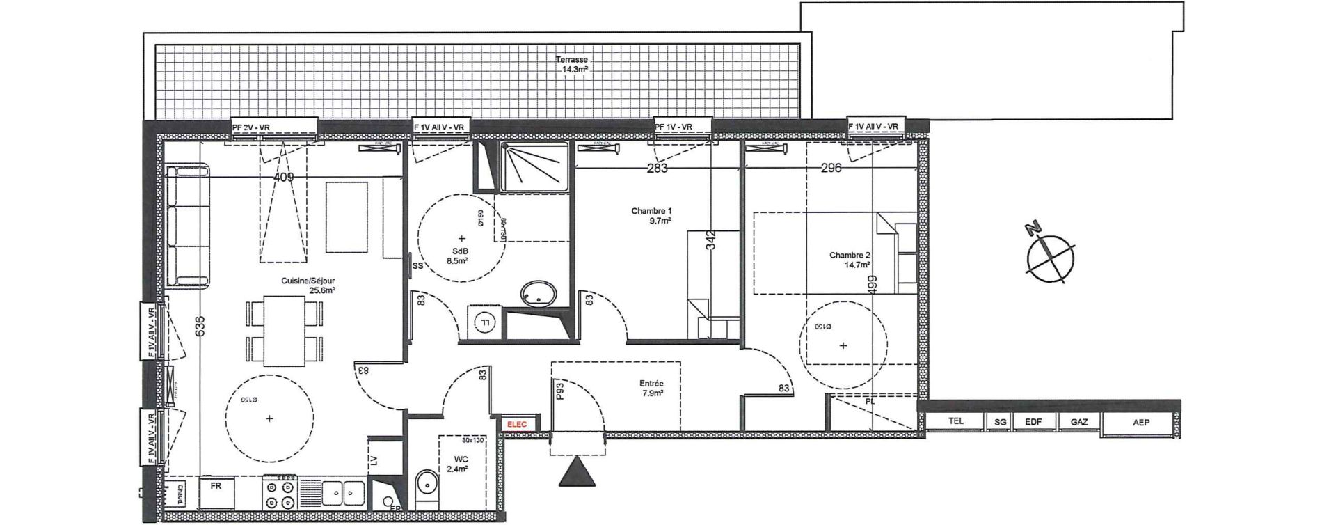 Appartement T3 de 68,80 m2 &agrave; Luisant Centre