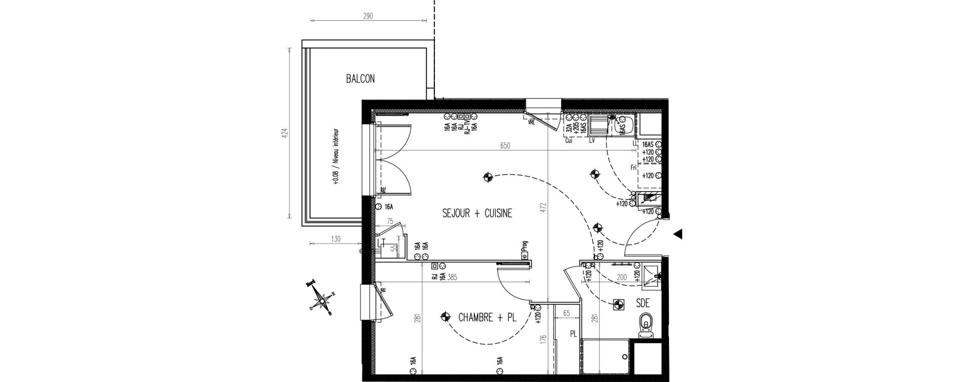 Appartement T2 de 44,65 m2 &agrave; Luisant Centre