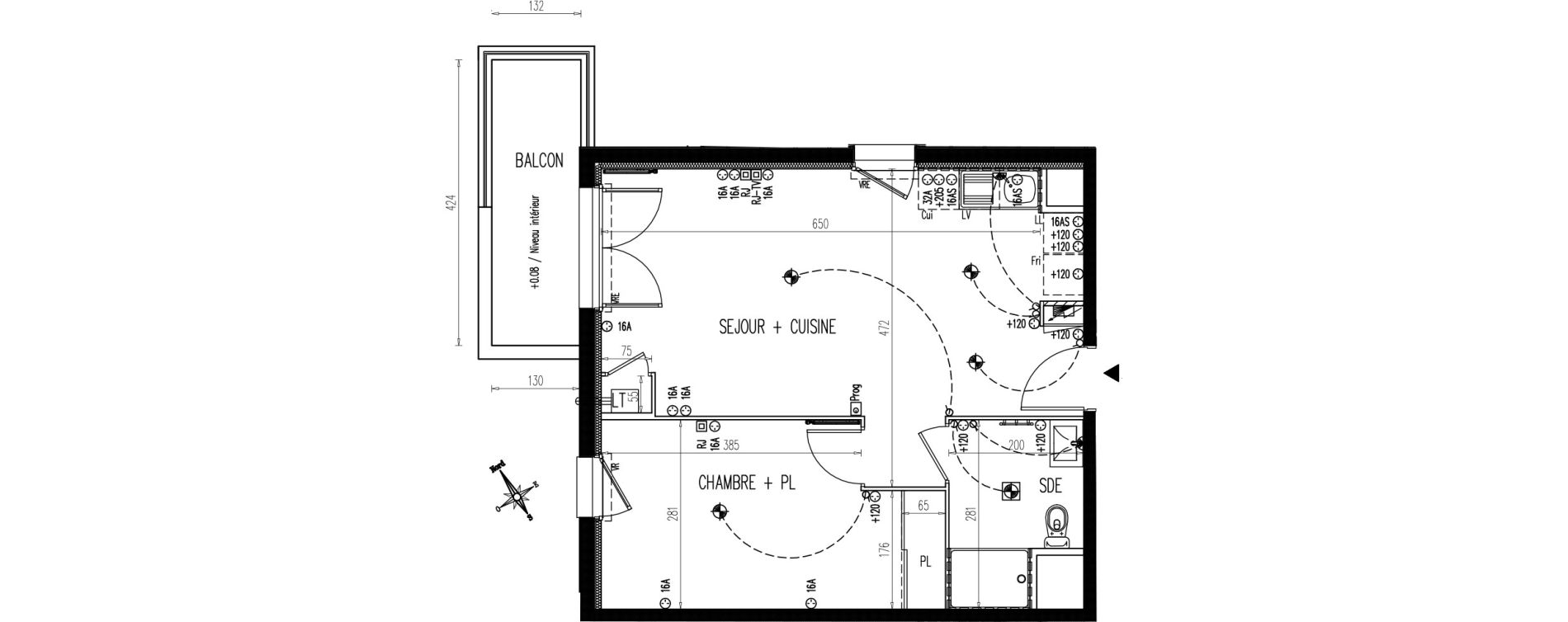 Appartement T2 de 44,65 m2 &agrave; Luisant Centre
