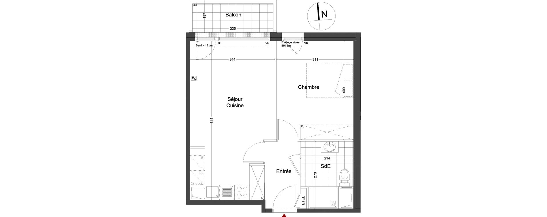 Appartement T2 de 41,74 m2 à Luisant Centre