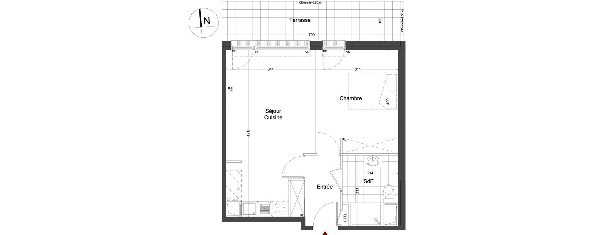 Appartement T2 de 41,74 m2 &agrave; Luisant Centre