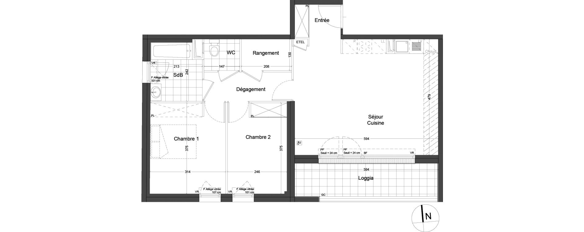 Appartement T3 de 65,62 m2 &agrave; Luisant Centre