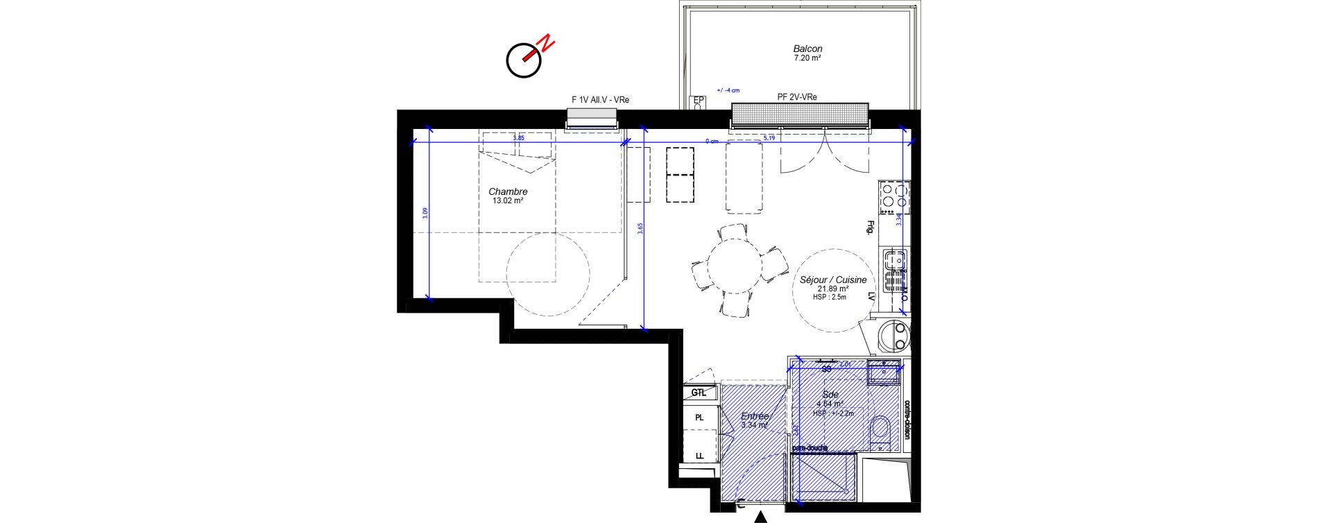 Appartement T2 de 42,80 m2 &agrave; Luisant Centre