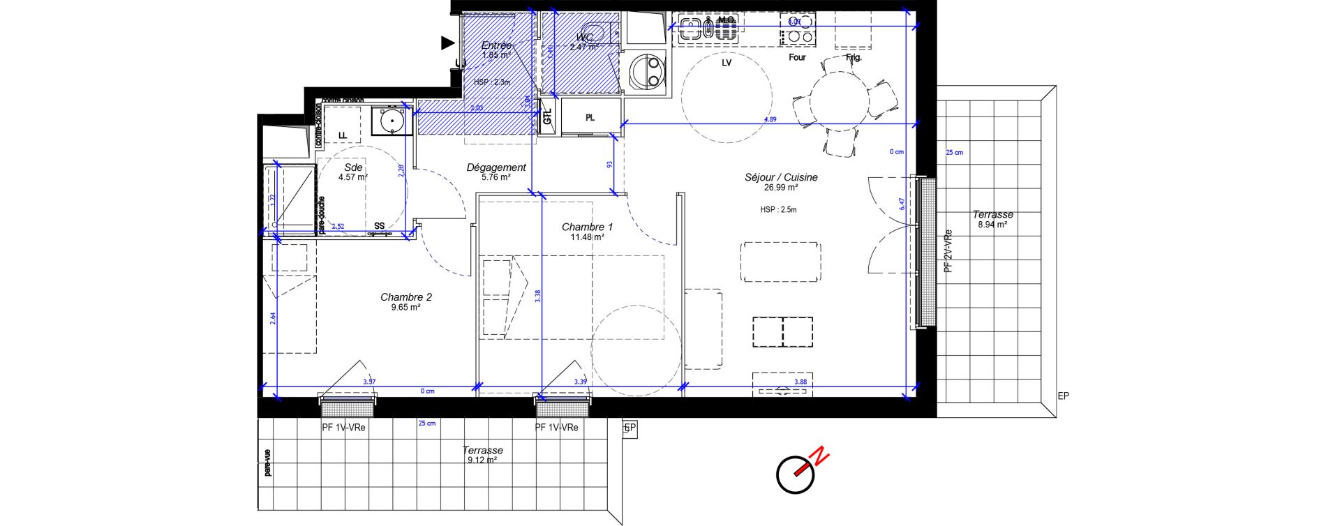 Appartement T3 de 62,77 m2 &agrave; Luisant Centre