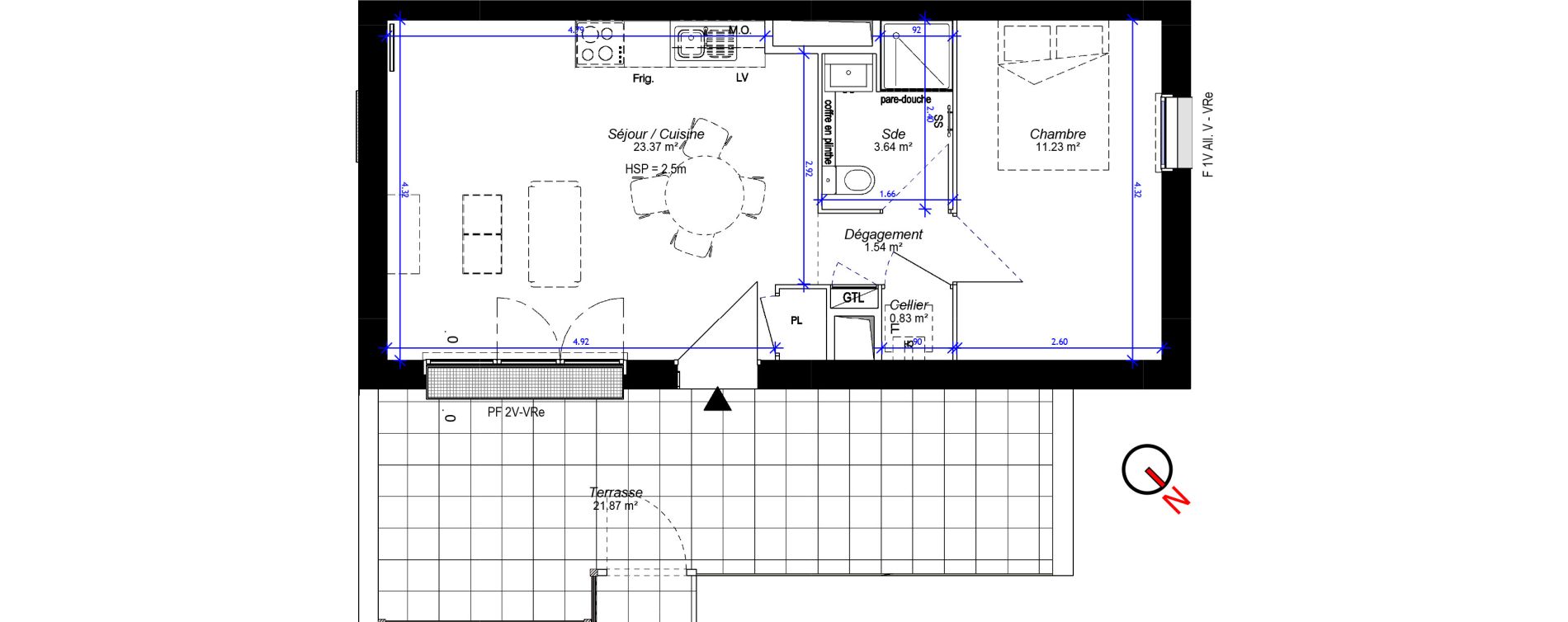 Appartement T2 de 40,62 m2 &agrave; Luisant Centre