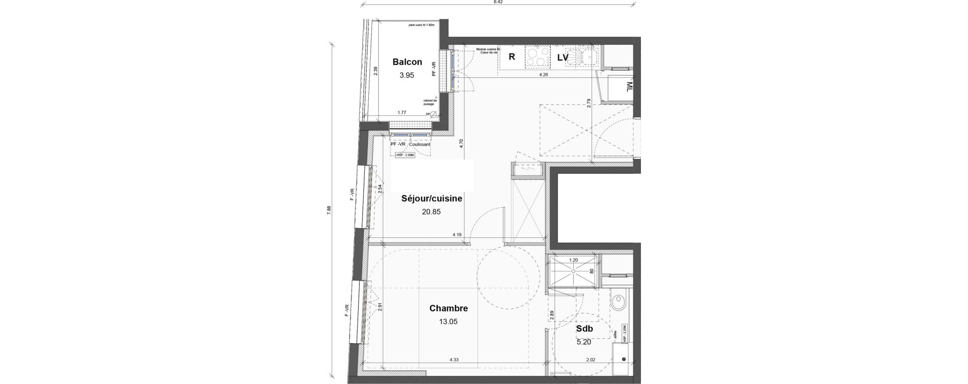 Appartement T2 de 39,10 m2 &agrave; Luisant Centre