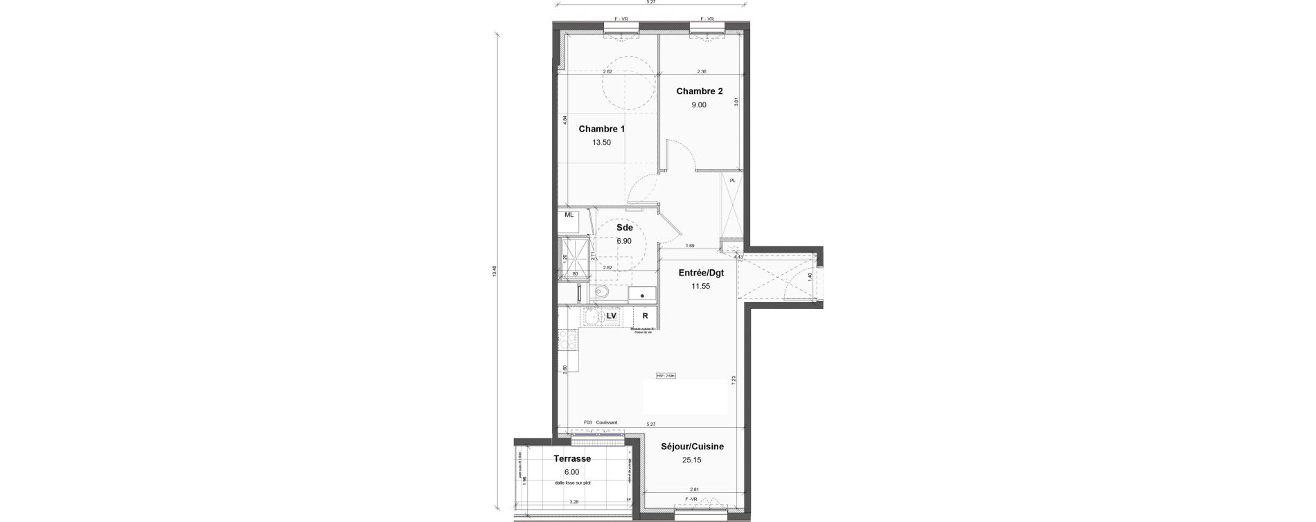 Appartement T3 de 63,61 m2 &agrave; Luisant Centre