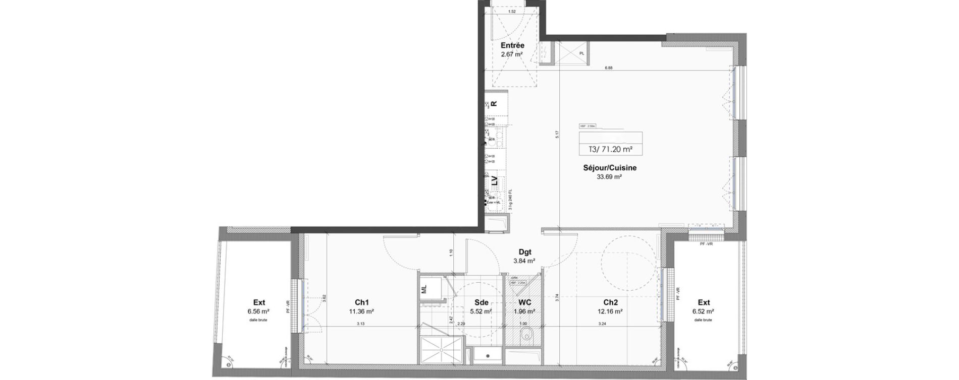 Appartement T3 de 71,20 m2 &agrave; Luisant Centre