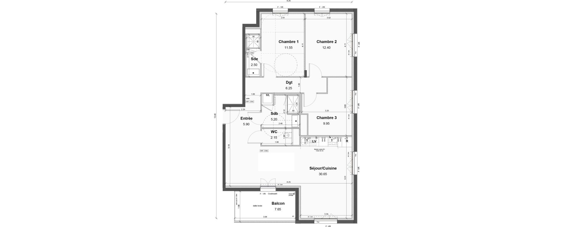 Appartement T2 de 40,20 m2 &agrave; Luisant Centre