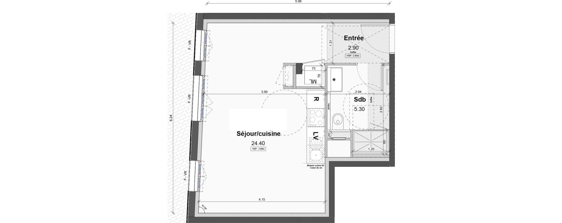 Appartement T2 de 35,25 m2 &agrave; Luisant Centre
