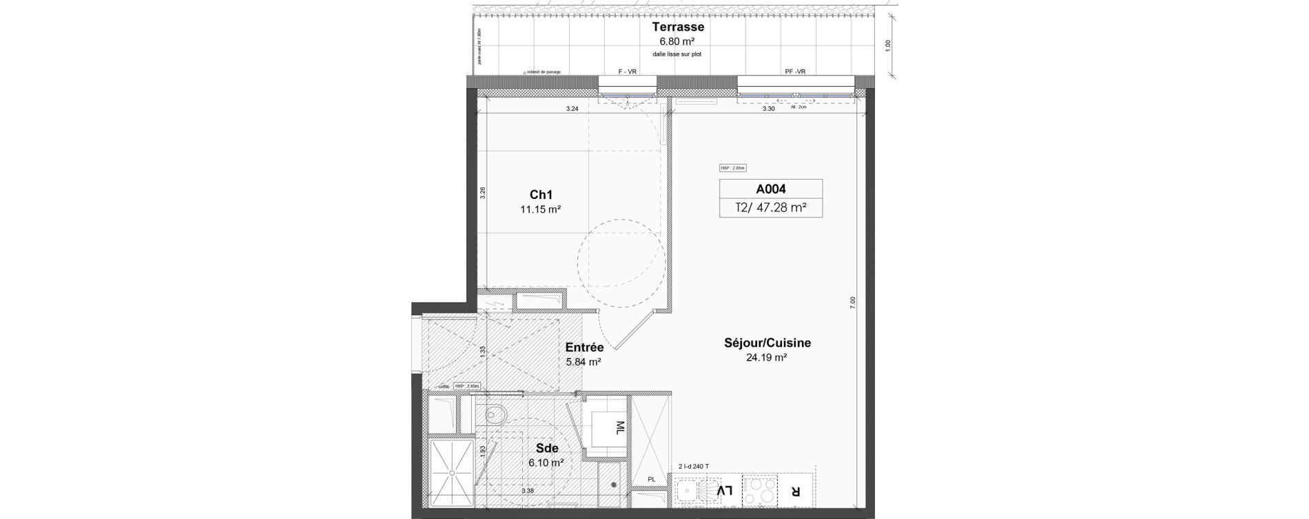 Appartement T2 de 47,28 m2 &agrave; Luisant Centre