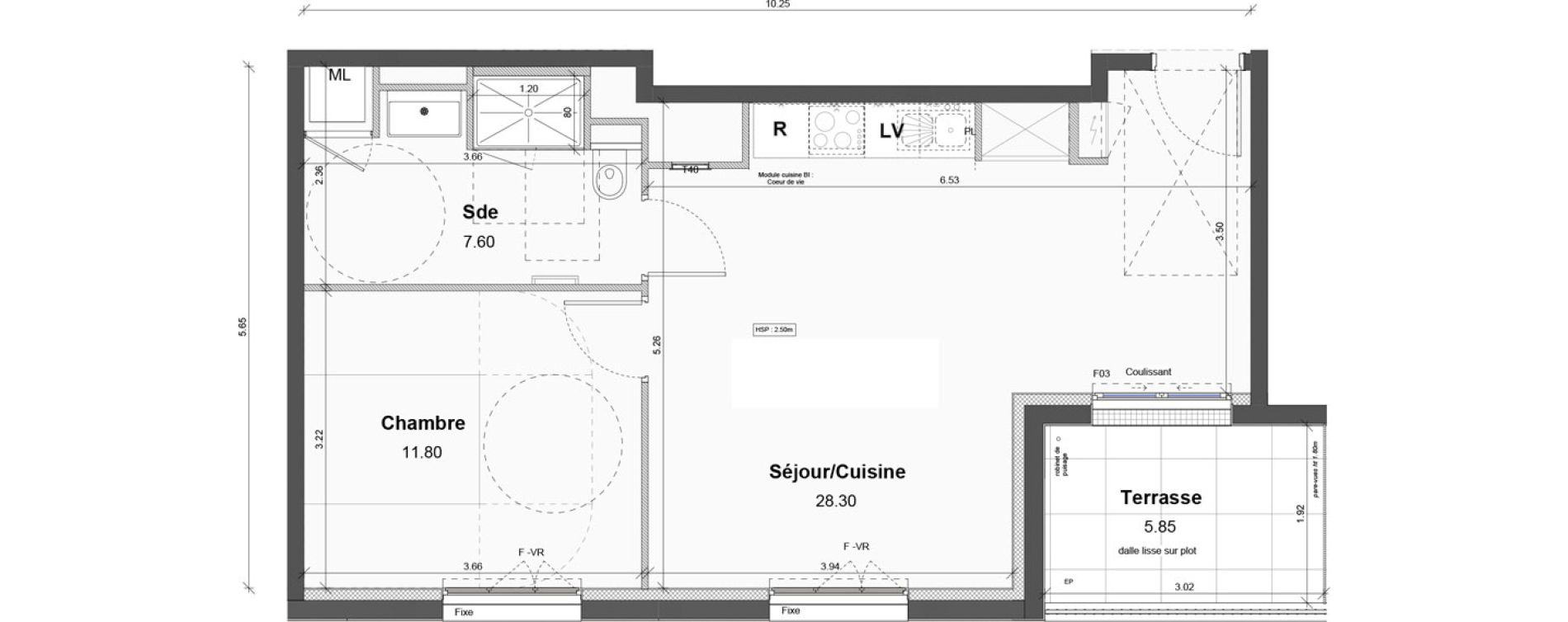 Appartement T2 de 47,70 m2 &agrave; Luisant Centre