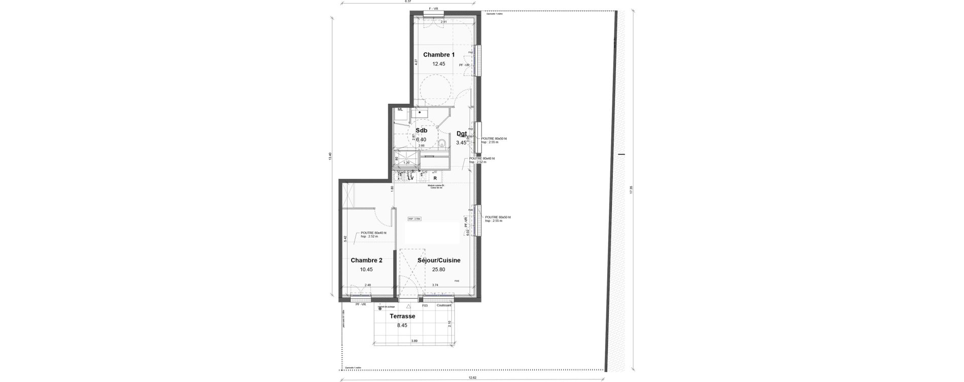 Appartement T3 de 58,55 m2 &agrave; Luisant Centre