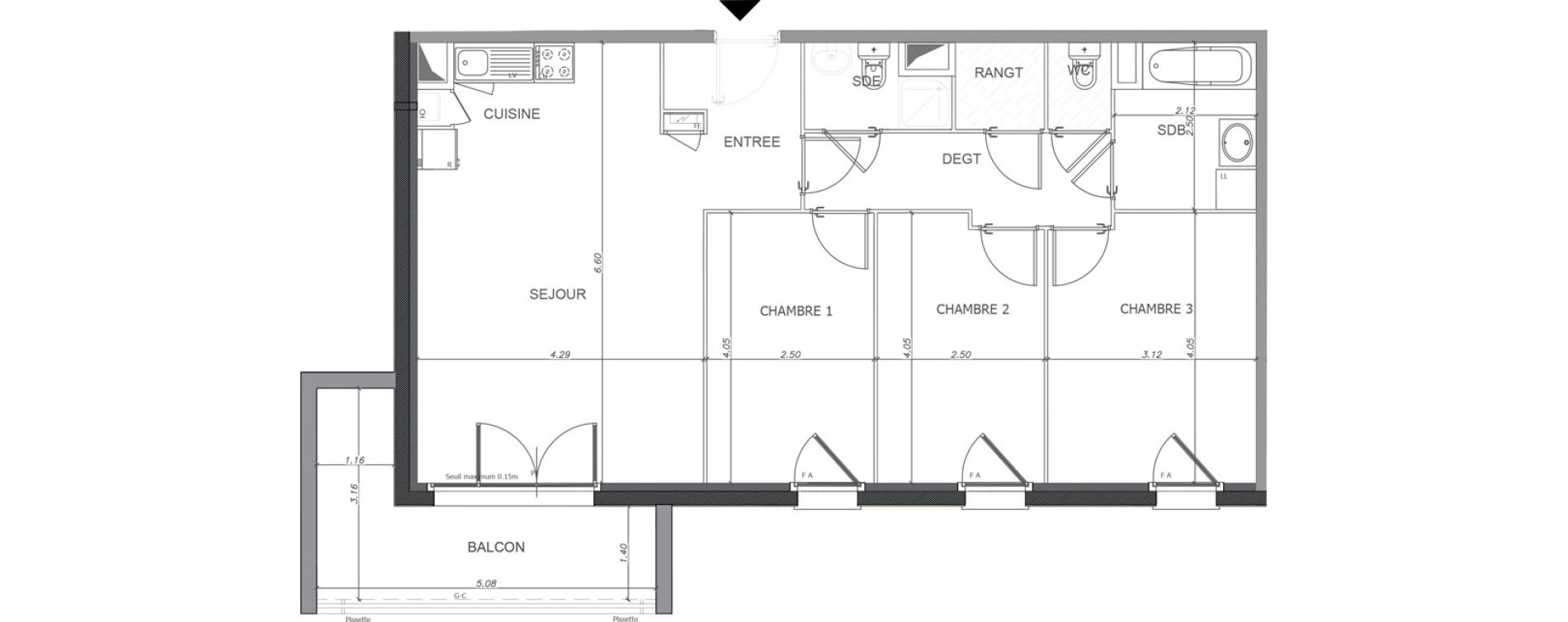 Appartement T4 de 80,06 m2 &agrave; Luisant Centre