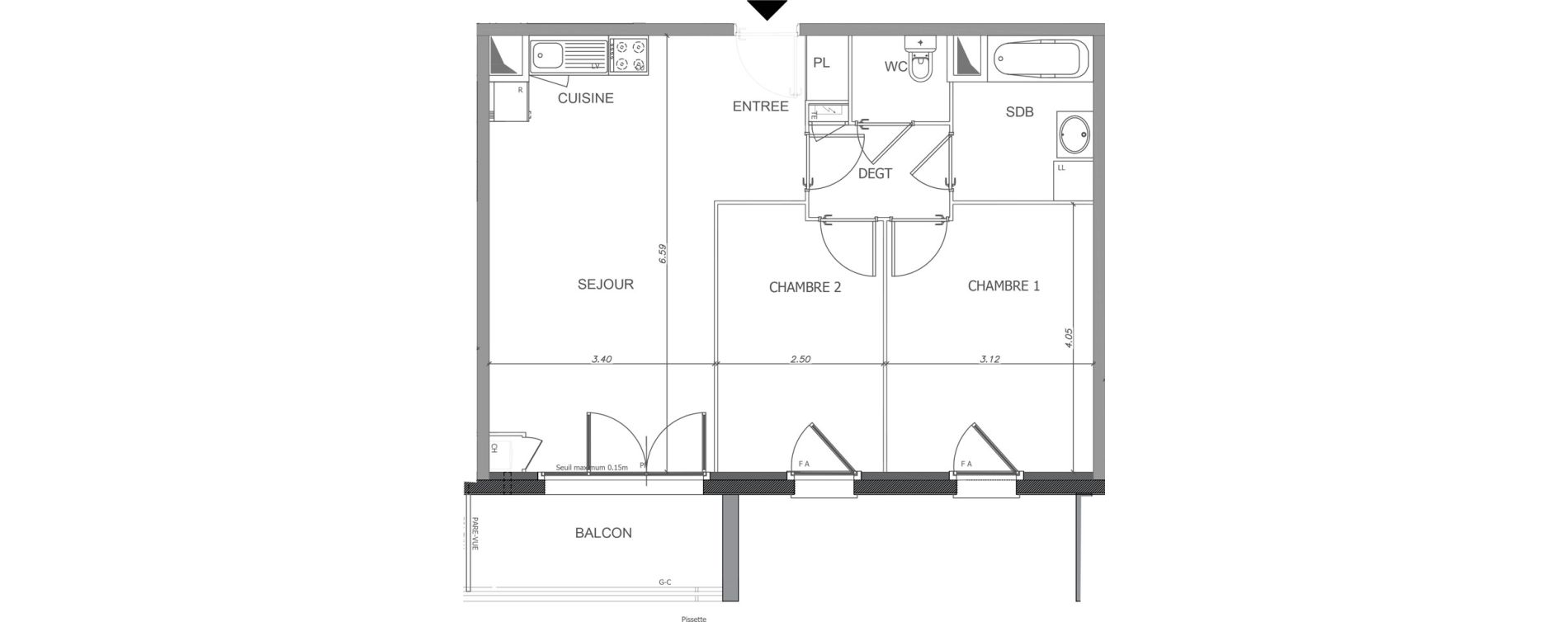 Appartement T3 de 58,17 m2 &agrave; Luisant Centre