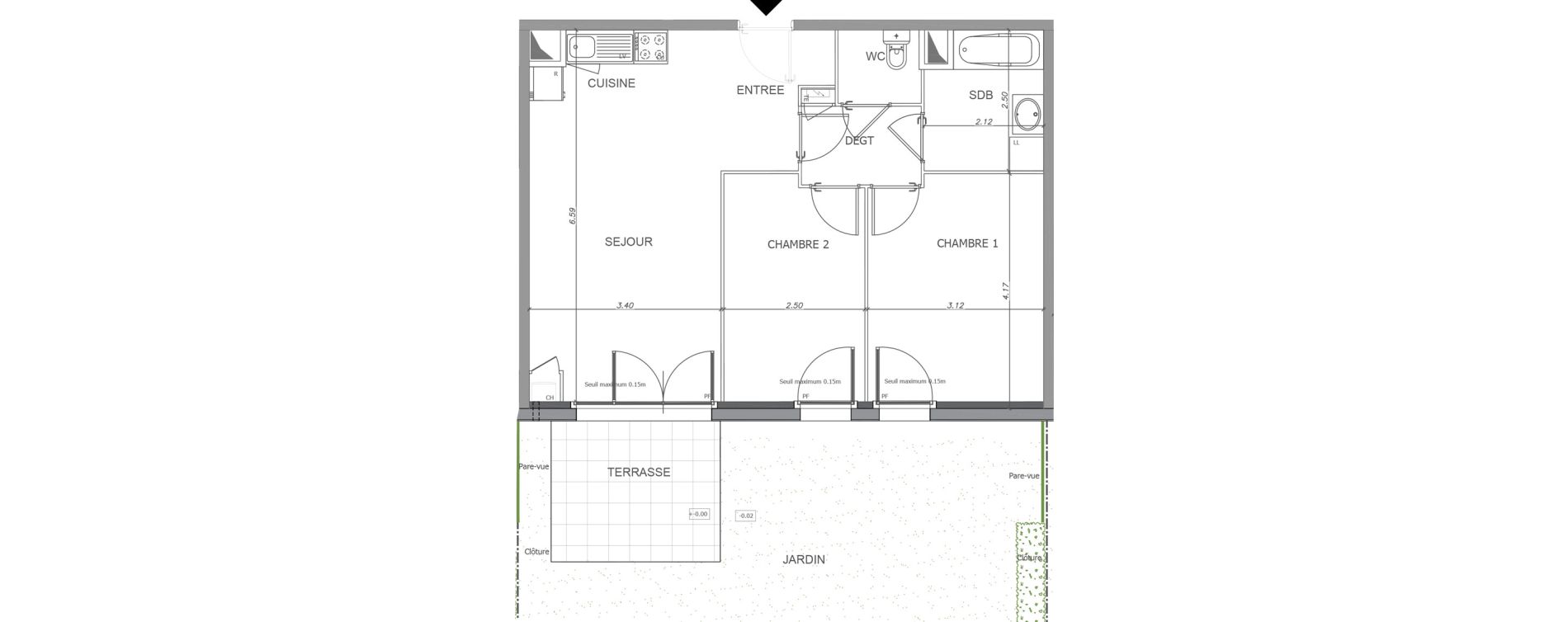 Appartement T3 de 58,17 m2 &agrave; Luisant Centre