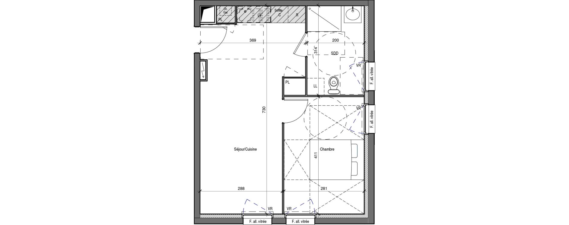 Appartement T2 de 40,77 m2 &agrave; Maintenon Centre
