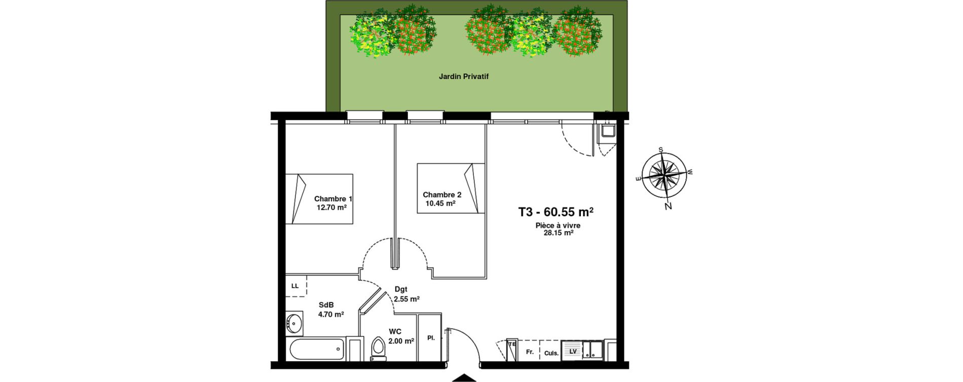 Appartement T3 de 60,55 m2 &agrave; Mainvilliers Mainvilliers r&eacute;publique