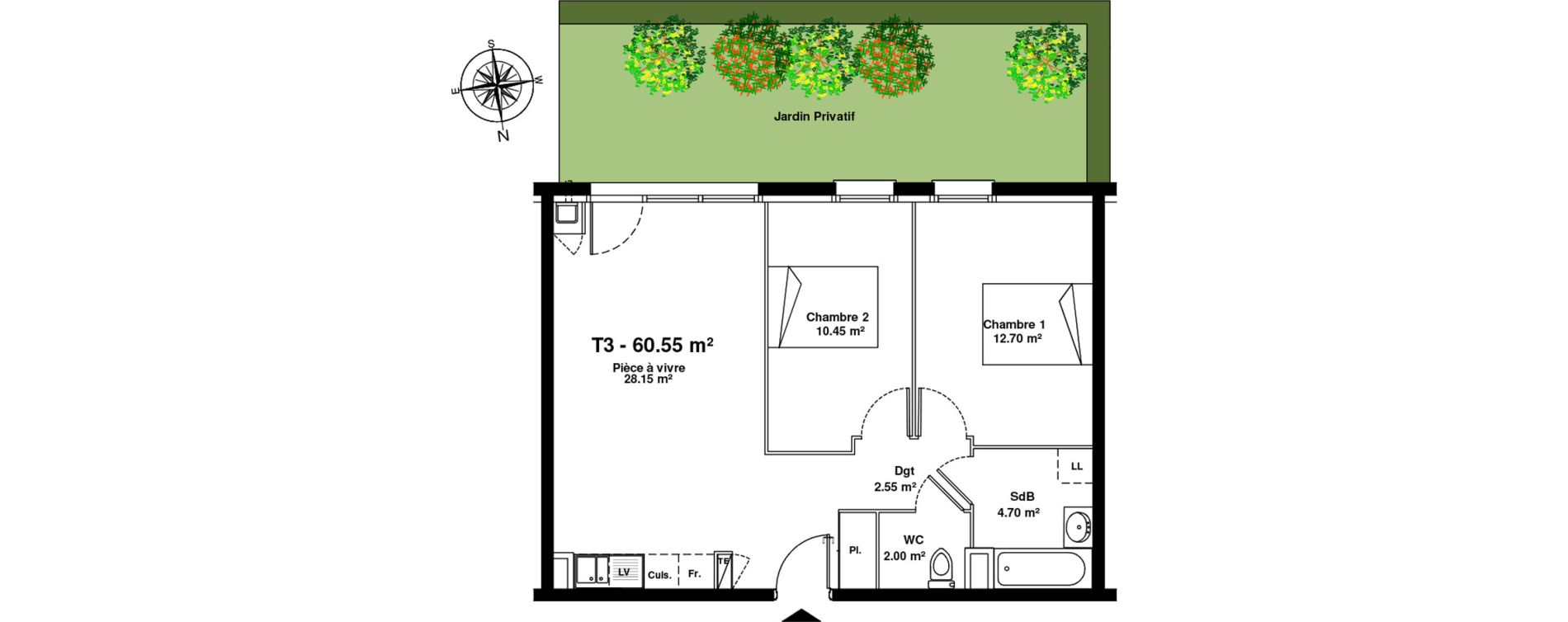 Appartement T3 de 60,55 m2 &agrave; Mainvilliers Mainvilliers r&eacute;publique