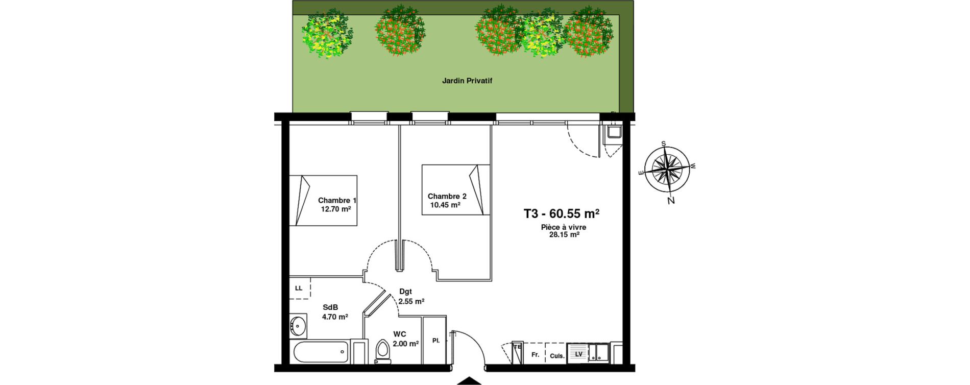 Appartement T3 de 60,55 m2 &agrave; Mainvilliers Mainvilliers r&eacute;publique