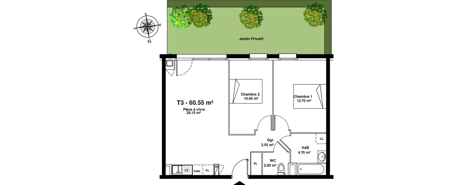 Appartement T3 de 60,55 m2 &agrave; Mainvilliers Mainvilliers r&eacute;publique