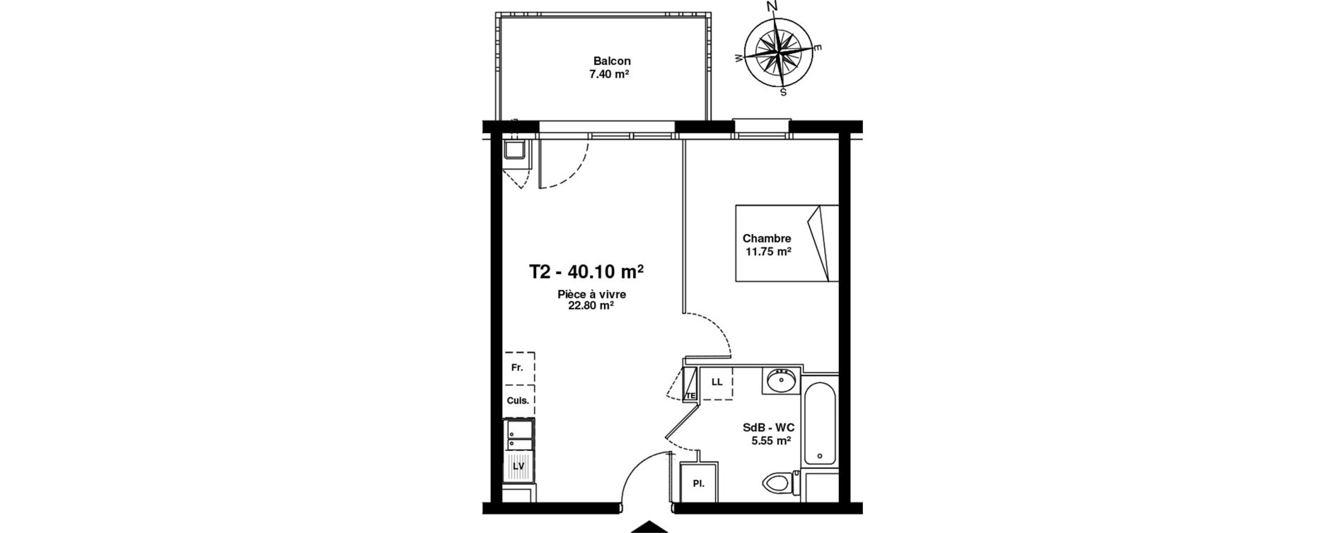 Appartement T2 de 40,10 m2 &agrave; Mainvilliers Mainvilliers r&eacute;publique