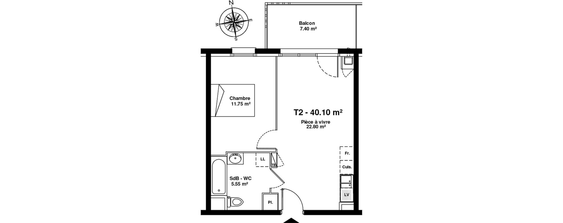 Appartement T2 de 40,10 m2 &agrave; Mainvilliers Mainvilliers r&eacute;publique