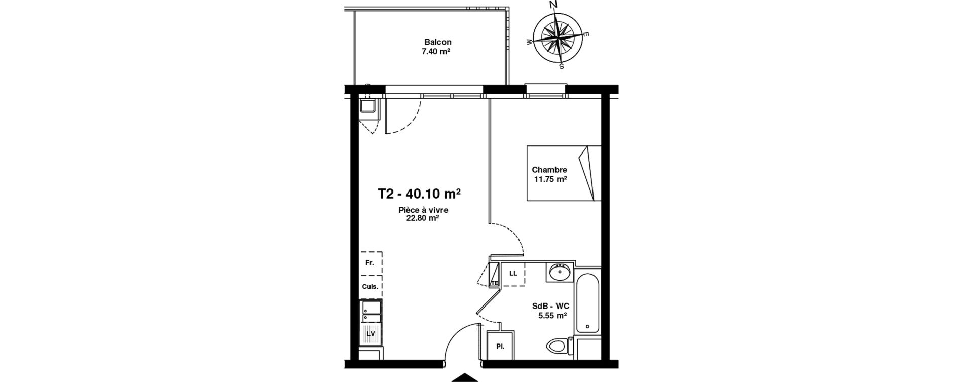 Appartement T2 de 40,10 m2 &agrave; Mainvilliers Mainvilliers r&eacute;publique