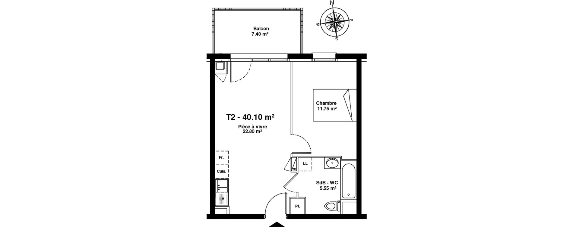 Appartement T2 de 40,10 m2 &agrave; Mainvilliers Mainvilliers r&eacute;publique