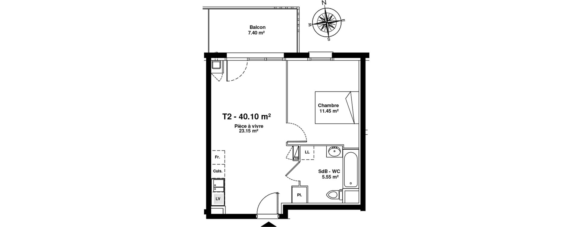 Appartement T2 de 40,15 m2 &agrave; Mainvilliers Mainvilliers r&eacute;publique