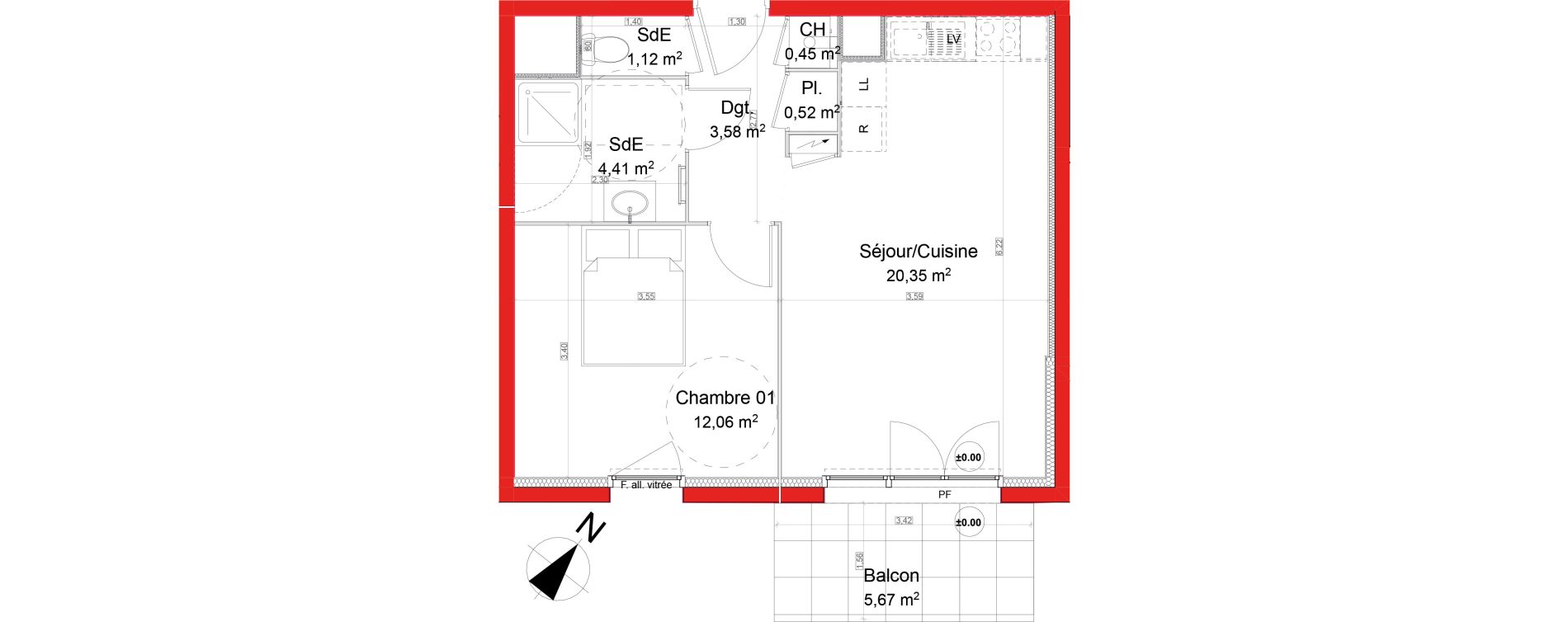 Appartement T2 de 42,49 m2 &agrave; Vernouillet Centre