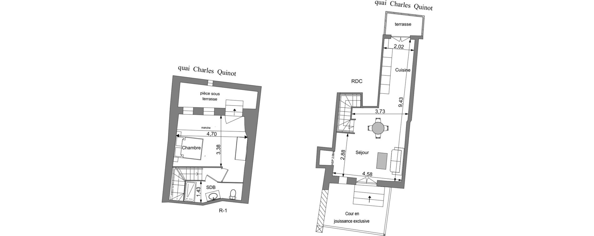 Duplex T2 de 50,35 m2 &agrave; Amboise Centre
