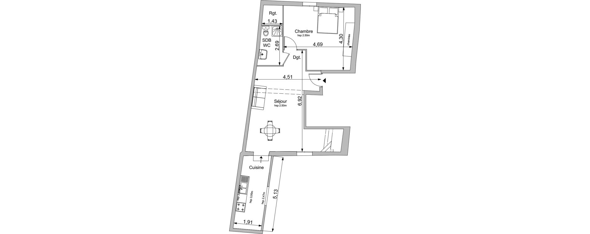 Appartement T2 de 57,15 m2 &agrave; Amboise Centre