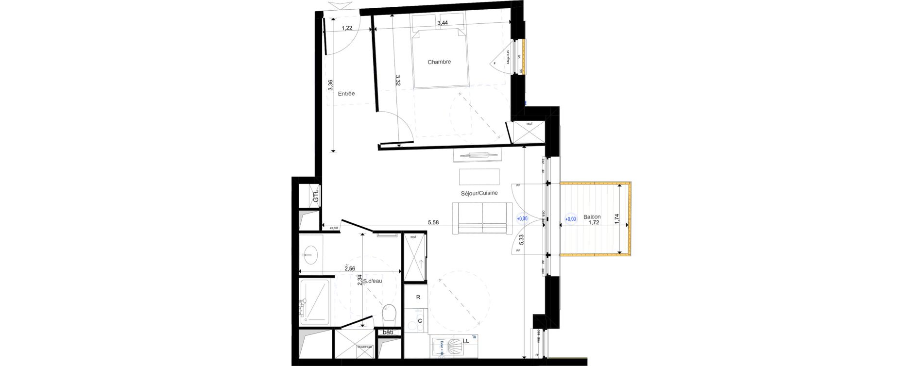 Appartement T2 de 45,91 m2 &agrave; Amboise Centre