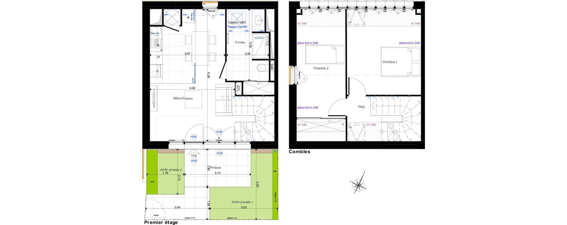 Duplex T3 de 54,50 m2 &agrave; Amboise Centre