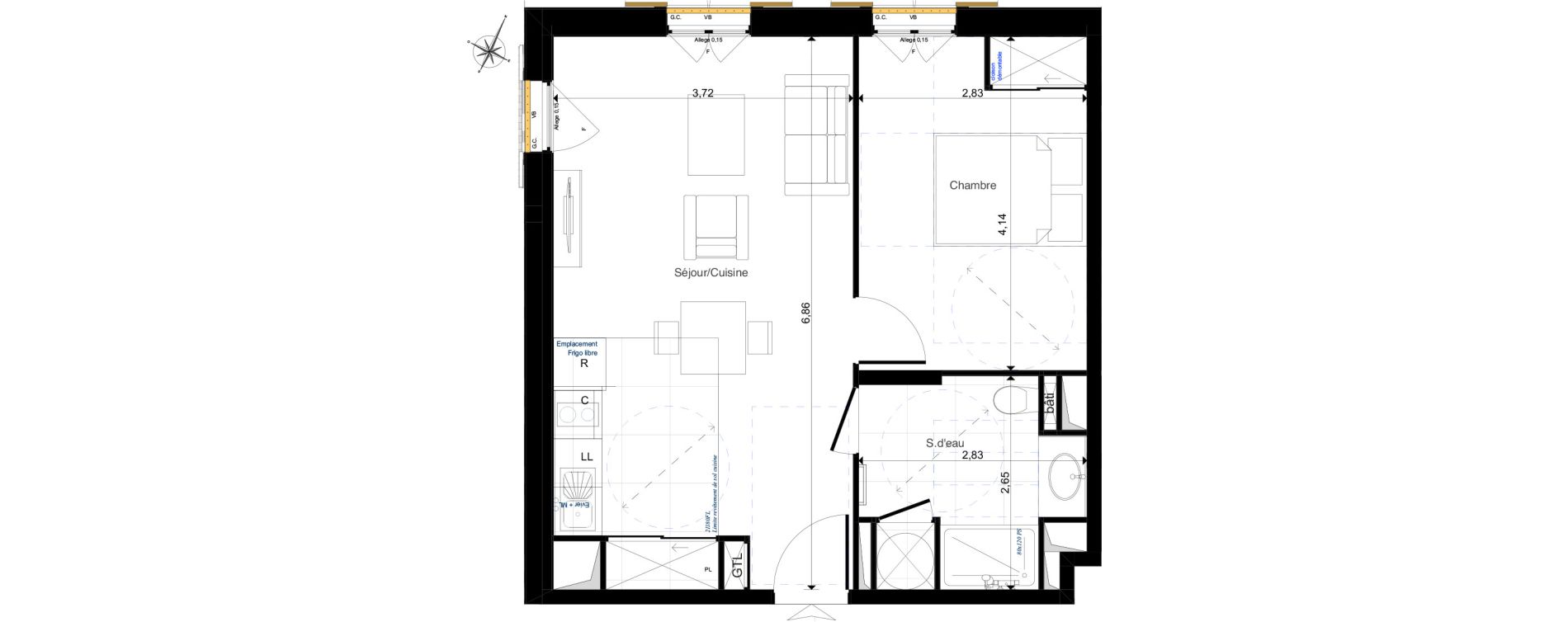 Appartement T2 de 42,64 m2 &agrave; Amboise Centre